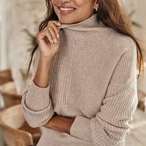 Summersalt cashmere blend funnel neck sweater